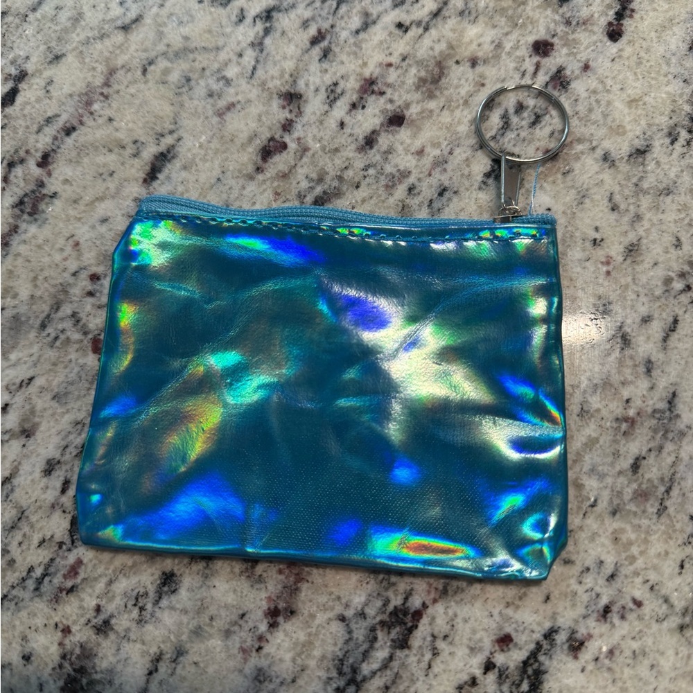 Holographic Blue Pouch with Keyring